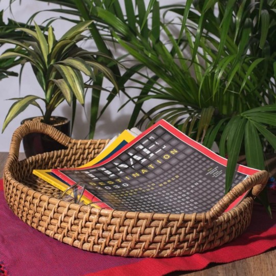 Cane Oval Tray With Handle