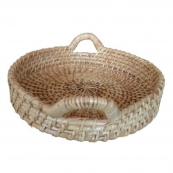 Cane Round Tray with Handle