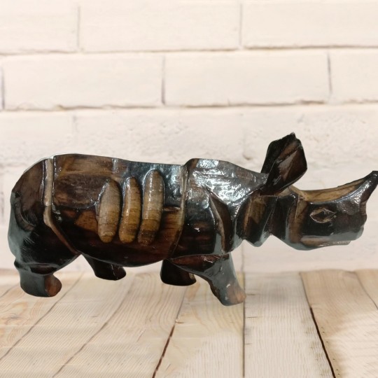 Handmade Wooden Rhino