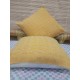 Handwoven Eri Embroidery Cushion Cover, (Yellow) (Pack of 1)