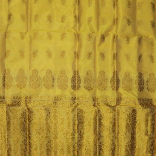 Yellow golden mulberry silk handwoven Assam Mekhela chador