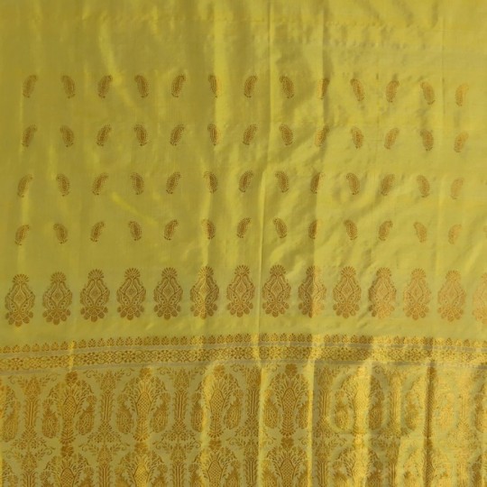 Yellow golden mulberry silk handwoven Assam Mekhela chador