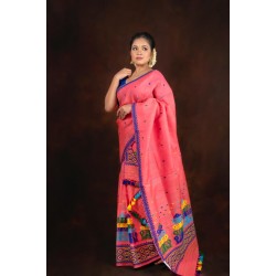 Nuni Cotton Mekhela Chadar Coral