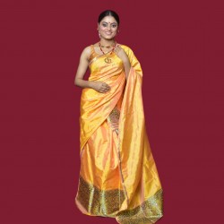 Handwoven Assam Silk Yellow Mekhela Chadar
