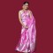 Handwoven Assam Silk Pink Silver zari embroidery Mekhela Chadar