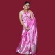 Handwoven Assam Silk Pink Silver zari embroidery Mekhela Chadar