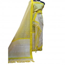 Handwoven Yellow Assam Silk/Kesa Pat Mekhela Chadar