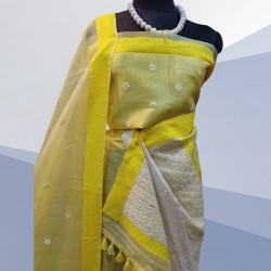 Handwoven Yellow Assam Silk/Kesa Pat Mekhela Chadar