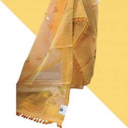 Handwoven Tuscany Yellow Dye Nuni Silk Mekhela Chadar