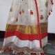 Handwoven Kesapaat White Golden Red Embroidery Mekhela Chadar