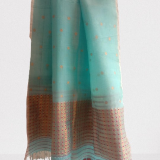 Handwoven Lehnga/Mekhela Dupatta Turquoise