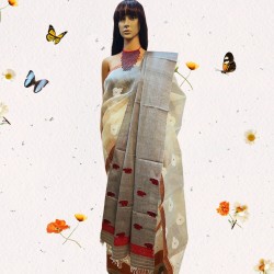 Handwoven Gray Dupatta with Embroidery