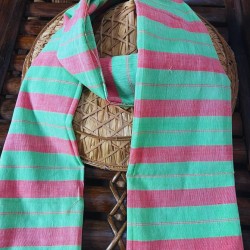 Green Pink Handloom Cotton Stole
