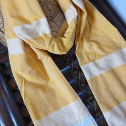 Yellow White Handloom Cotton Stole