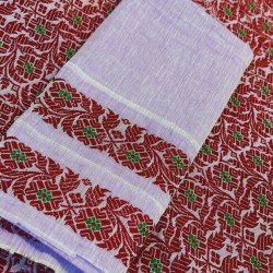 Handwoven Cotton Purple Maroon Embroidery Saree