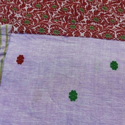 Handwoven Cotton Purple Maroon Embroidery Saree