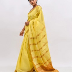 Yellow gloden cotton handwoven assam saree