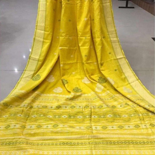 Handwoven Yellow Eri Silk Saree