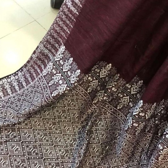 Handwoven Dark Brown Eri Silk Saree