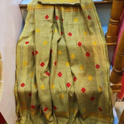 Mahendi Green Eri Silk / Eri silk handloom saree from Assam