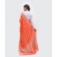 Orange Handwoven eri silk assam saree