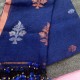 Royal Blue Handwoven Pure Linen Saree with Blouse Piece