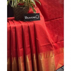 Natural Dye Red Soft Silk Saree with zari borders