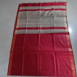 Red Pure Dupion Silk Handloom Saree