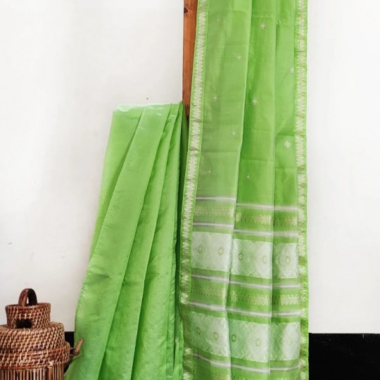 Raw Mulberry Silk Green Saree (Nature’s Weave)
