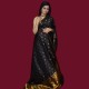 Handwoven Assam Silk Black Golden zari embroidery Saree