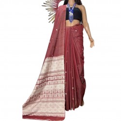 Handwoven Maroon Mulberry by Eri Silk Dyed Saree