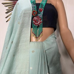 Handwoven Baby Blue Mulberry by Eri Silk Dyed Assam Saree