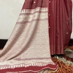 Handwoven Natural Dyed Maroon Mulberry by Eri Silk Assam Saree