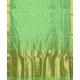 Cyan Green and Golden Handwoven mulberry silk assam saree